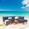 Festival Depot 8 Pcs Patio Conversation Sets Outdoor Furniture Sectional Corner Sofa with All-Weather PE Rattan Wicker Chair, Ottoman Coffee Table and Thick Soft Removable Couch Cushions (Blue)