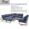 Festival Depot 10 Pieces Patio Conversation Sets Outdoor Furniture Sectional Corner Sofa with All-Weather PE Rattan Wicker Back Chair, Coffee Table Ottoman and Thick Soft Removable Couch Cushion(Blue)
