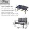 Festival Depot 2Pcs Patio Loveseat Set with Thick Cushions and Coffee Table Outdoor Metal Frame Seating Bench for Garden Bistro, Beige