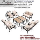 Festival Depot 10pcs Patio Conversation Set Sectional Metal Chairs with Cushions and Coffee Tables All Weather Outdoor Furniture for Garden Backyard, Beige