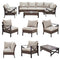 Festival Depot 7 Pcs Patio Outdoor Furniture Conversation Set Sectional Corner Sofa with All-Weather Brown Wicker Back Chair, Coffee Side Table, Ottoman and Soft Thick Removable Couch Cushions