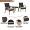 Festival Depot 3 Pieces Patio Bistro Set 2 Dining Armchairs with Seat Cushions and 1 Side Table in Metal Frame Outdoor Furniture for Balcony Garden