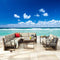 Festival Depot 10Pc Outdoor Furniture Patio Conversation Set Sectional Corner Sofa Chairs All Weather Wicker Metal Frame Rectangle Side Slatted Coffee Table with Thick Grey Seat Back Cushion No Pillow