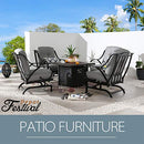 Festival Depot Patio Conversation Set Outdoor Furniture 50,000 BTU 42 Inch Propane Fire Pit Table Gas and Armrest Chair with Thick & Soft Cushions for Garden, Deck, Pool, Backyard