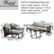 Festival Depot 10Pc Outdoor Furniture Patio Conversation Set Sectional Sofa Chairs All Weather Wicker Ottoman Metal Frame Square Slatted Coffee Table with Thick Grey Seat Back Cushions Without Pillows