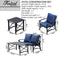 Festival Depot Outdoor Furniture Patio Conversation Set Metal Bistro Table Coffee Table Loveseat Armchairs with Seat and Back Cushions Without Pillows for Lawn Beach Backyard Pool
