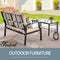 Festival Depot 2 Pcs Patio Set Conversation Set with Coffee Table Outdoor Furniture Loveseat Armchair with Hand-Woven Textilene Rope Backrest (Black Metal Frame with Beige Cushion)