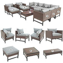Festival Depot 12 Pieces Patio Conversation Set Outdoor Furniture Combination Sectional Sofa All-Weather Wicker Metal Chairs with Seating Back Cushions Side Coffee Table Ottoman, Gray