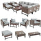Festival Depot 12 Pieces Patio Conversation Set Outdoor Furniture Combination Sectional Sofa All-Weather Wicker Metal Chairs with Seating Back Cushions Side Coffee Table Ottoman, Gray