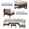 Festival Depot 8 Pcs Patio Outdoor Furniture Conversation Set Sectional Corner Sofa with All-Weather Brown PE Rattan Wicker Back Chair, Ottoman, Coffee Table and Thick Removable Couch Cushions