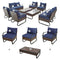 Festival Depot 10 Pcs Patio Conversation Sets Outdoor Furniture Sectional Sofa Loveseat with All-Weather PE Rattan Wicker Armchair,Coffee Table and Soft Removable Couch Cushions (Blue)