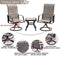 Festival Depot 3 PC Bistro Outdoor Patio Dining 360¡Swivel Chairs Set Furniture Rockers Armrest Chair Square Metal Steel Frame Coffee Table for Deck Garden Pool