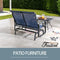 Festival Depot 2pcs Outdoor Furniture Patio Conversation Set Metal Coffee Table Loveseat Armchairs Glider with Textilene Fabric Without Pillows for Lawn Beach Backyard Pool, Blue