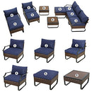 Festival Depot 10 Pcs Patio Conversation Sets Outdoor Furniture Sectional Sofa Loveseat with All-Weather PE Rattan Wicker Chair Coffee Table and Thick Soft Removable Couch Cushions(Blue)