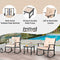 Festival Depot 3-Piece Patio Bistro Set Conversation Set Rocking Chair Set with Side Coffee Table Outdoor Furniture with Hand-Woven Textilene Rope Backrest (Black Metal Frame with Beige Cushion)