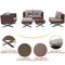 Festival Depot 6-Piece Bistro Outdoor Patio Furniture Conversation Set Wicker Rattan Corner ArmChairs Ottoman with 3.1" Cushion Square Wood Grain Top Side Coffee Table with X Shaped Slatted Steel Legs