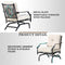 Festival Depot 3-Piece Outdoor Patio Armrest Chairs Set Garden Bistro Square Metal Table and Seating Set with Thick Cushions