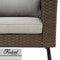 Festival Depot 6-Piece Bistro Outdoor Patio Furniture Conversation Set Wicker Rattan Corner ArmChairs Ottoman with 3.1" Cushion Square Wood Grain Top Side Coffee Table with X Shaped Slatted Steel Legs