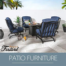 Festival Depot Patio Conversation Set Outdoor Furniture 50,000 BTU 42 Inch Propane Fire Pit Table Gas and Armrest Chair with Thick & Soft Cushions for Garden, Deck, Pool, Backyard
