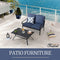Festival Depot 2 Pieces Outdoor Furniture Patio Conversation Set Bistro Loveseat with Seat and Back Thick Cushions and Metal Coffee Table with Slatted Steel Tabletop for Backyard Porch Balcony