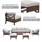 Festival Depot 9 Pcs Patio Outdoor Furniture Conversation Set Sectional Sofa with All-Weather Brown PE Rattan Wicker Back Chair, Ottoman, Coffee Table and Soft Thick Removable Couch Cushions