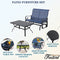 Festival Depot 2pcs Outdoor Furniture Patio Conversation Set Metal Coffee Table Loveseat Armchairs Glider with Textilene Fabric Without Pillows for Lawn Beach Backyard Pool, Blue