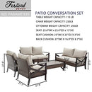 Festival Depot 7 Pcs Patio Outdoor Furniture Loveseat Conversation Set Sectional Sofa with All-Weather Brown Wicker Back Armchair, Coffee Table, Ottoman and Soft Thick Removable Couch Cushions