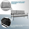 Festival Depot 6Pcs Outdoor Furniture Patio Conversation Set All Weather Black Metal Armchairs with Seat and Back Cushions, Rectangle Coffee Table for Deck Lawn Garden, Beige