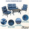 Festival Depot 3-Piece Outdoor Patio Armrest Chairs Set Garden Bistro Square Metal Table and Seating Set with Thick Cushions