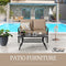Festival Depot 2 Pieces Outdoor Furniture Patio Conversation Set Bistro Loveseat with Seat and Back Thick Cushions and Metal Coffee Table with Slatted Steel Tabletop for Backyard Porch Balcony
