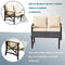 Festival Depot 2pcs Outdoor Furniture Patio Conversation Set Metal Coffee Table Loveseat Armchairs with Seat and Back Cushions Without Pillows for Lawn Beach Backyard Pool, Khaki