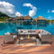 Festival Depot 8 Pieces Outdoor Furniture Patio Conversation Set Combination Sectional Corner Sofa All-Weather Woven Wicker Metal Chairs with Seating Back Cushions Side Coffee Table, Gray