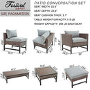 Festival Depot 12 Pieces Patio Conversation Set Outdoor Furniture Combination Sectional Sofa All-Weather Wicker Metal Chairs with Seating Back Cushions Side Coffee Table Ottoman, Gray