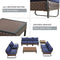 Festival Depot 9 Pcs Patio Conversation Sets Outdoor Furniture Sectional Sofa Loveseat with All-Weather PE Rattan Wicker Chair Coffee Table and Soft Removable Couch Cushions(Blue)