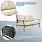 Festival Depot 6Pcs Outdoor Furniture Patio Conversation Set All Weather Black Metal Armchairs with Seat and Back Cushions, Rectangle Coffee Table for Deck Lawn Garden, Beige