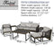 Festival Depot 10Pc Outdoor Furniture Patio Conversation Set Sectional Sofa Chairs All Weather Wicker Ottoman Metal Frame Square Slatted Coffee Table with Thick Grey Seat Back Cushions Without Pillows