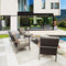 Festival Depot 6pcs Patio Conversation Set All Weather Metal Armchair Rattan Wicker Ottoman 3-Seater Sofa with Grey Thick Seat Back Cushions and Coffee Table Outdoor Furniture for Garden Deck