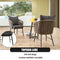 Festival Depot 3 Pieces Patio Furniture Outdoor Bistro Set Iron Desktop Wood Grain Circle Coffee Side Table Slatted Steel Frame