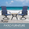 Festival Depot 3 PC Bistro Outdoor Patio Dining 360¡Swivel Chairs Set Furniture Rockers Armrest Chair Square Metal Steel Frame Coffee Table for Deck Garden Pool