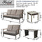 Festival Depot 6pcs Patio Conversation Set Metal Armchair Wicker 3-Seater Sofa All Weather Rattan Loveseat with Grey Thick Cushions Dining and Side Table Outdoor Furniture for Deck Poolside