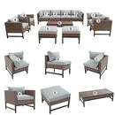 Festival Depot 11 Pieces Patio Conversation Set Outdoor Furniture Combination Sectional Sofa Loveseat All-Weather Wicker Metal Chairs with Seating Back Cushions Side Coffee Table,Gray