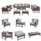 Festival Depot 11 Pieces Patio Conversation Set Outdoor Furniture Combination Sectional Sofa Loveseat All-Weather Wicker Metal Chairs with Seating Back Cushions Side Coffee Table,Gray