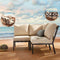 Festival Depot 3 Pieces Patio Sectional Corner Sofa Set Outdoor All-Weather Metal Chairs with Seating Back Cushions Garden Poolside(Beige)