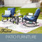 Festival Depot 3-Piece Patio Outdoor Rocking Chairs Wicker Rattan Bistro Furniture Conversation Sets with Coffee Table and Thick Blue Cushions for Porch Lawn Garden Balcony Pool Backyard