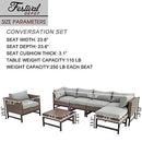 Festival Depot 7 Pieces Patio Outdoor Furniture Conversation Sets Sectional Corner Sofa, Wicker Chairs with Ottoman, Coffee Table and Seating Thick Soft Cushion(Grey)
