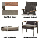 Festival Depot 3 Pieces Patio Bistro Set 2 Dining Armchairs with Seat Cushions and 1 Side Table in Metal Frame Outdoor Furniture for Balcony Garden