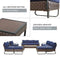 Festival Depot 11 Pcs Patio Conversation Sets Outdoor Furniture Sectional Sofa with All-Weather PE Rattan Wicker Chair,Loveseat Coffee Table and Thick Soft Removable Couch Cushions(Blue)