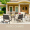 Festival Depot 6Pcs Outdoor Furniture Patio Conversation Set All Weather Black Metal Armchairs with Seat and Back Cushions, Rectangle Coffee Table for Deck Lawn Garden, Beige
