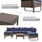Festival Depot 8 Pcs Patio Conversation Sets Outdoor Furniture Sectional Corner Sofa with All-Weather PE Rattan Wicker Chair, Ottoman Coffee Table and Thick Soft Removable Couch Cushions (Blue)