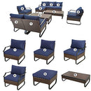Festival Depot 10 Pcs Patio Conversation Sets Outdoor Furniture Sectional Corner Sofa with All-Weather PE Rattan Wicker Chair Loveseat, Coffee Table and Thick Soft Removable Couch Cushions (Blue)